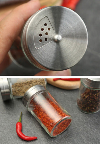 Set of 2 Glass Salt and Pepper Shakers with Stainless Steel Lid - Bar Style by Pettish Online 2