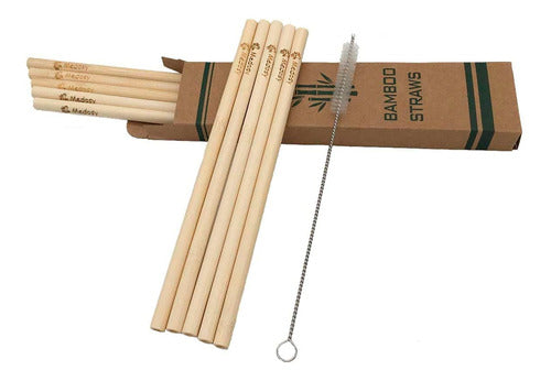 MEDOSY Reusable Bamboo Straws X 10 Un. 20cm - Tecnobox 0