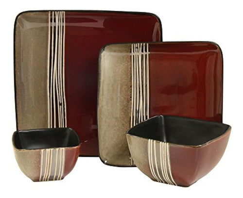 Elama Square Stoneware Loft Collection - Juego De 1