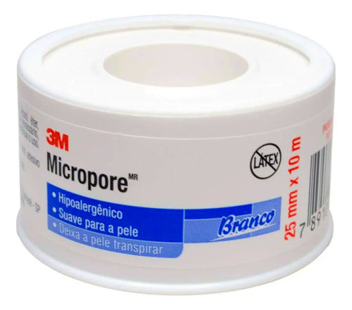 Fita Micropore Branca 3m - 25mm X 10 M Hipoalergênica C/3 Un 1