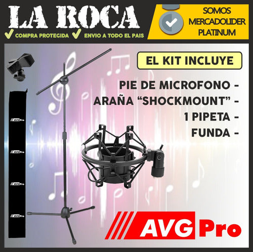 AVG PRO Combo Pie Microfono + Araña Shockmount 6