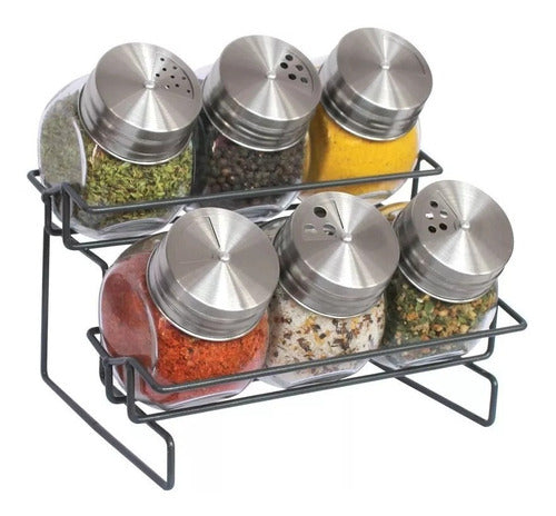 Hudson Set X6 Glass Spice Jars with Metal Base 0