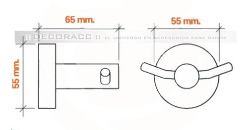 Decoracc® Toallero Porta Rollo Tapa Percha Doble Inoxidable 4