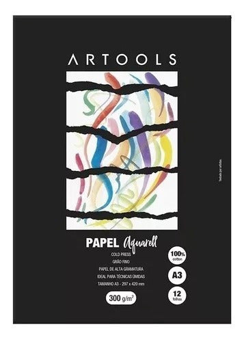 Bloco Papel Aquarela Algodao Grao Fino A3 300g Artools *ok* 0