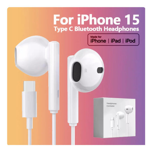 io tec In-Ear Headphones for iPhone 15 Pro Max with USB-C and Microphone 2