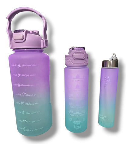 Set of 3 Motivational Sports Water Bottles with Time Tracker 52