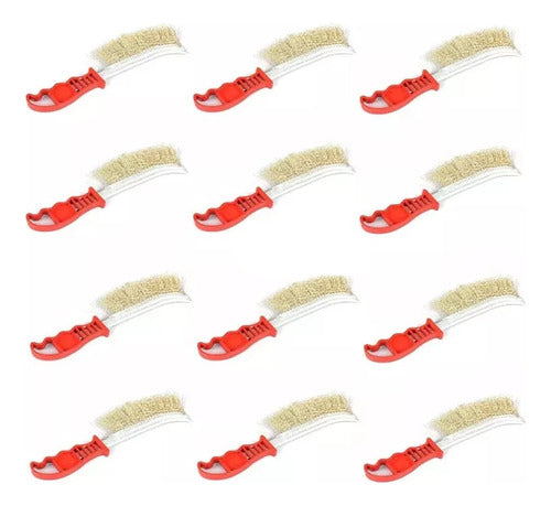 Uniproveedores 12x Curved Brass Wire Brush for Cleaning 0