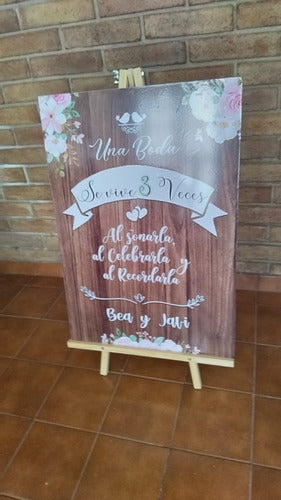 Wooden Wedding Sign 100x70 cm with Easel Included 2