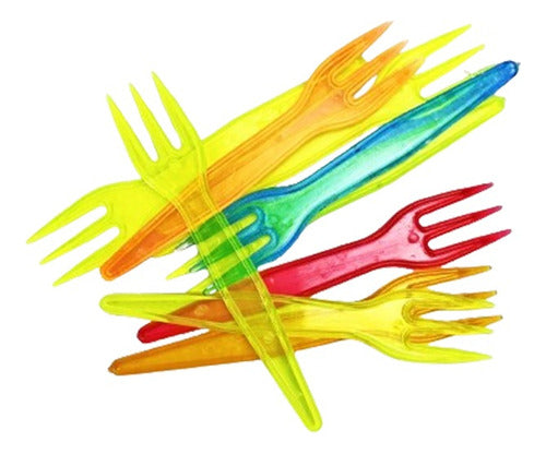 Assorted Mini Disposable Forks for Appetizers x50 Units 0
