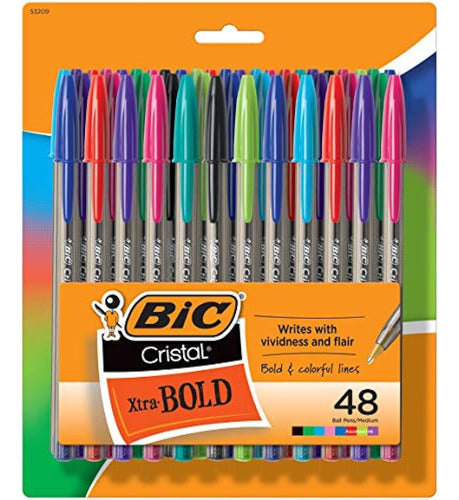 BIC Cristal Xtra Bold Fashion Ballpoint Pens, Pack of 48 0