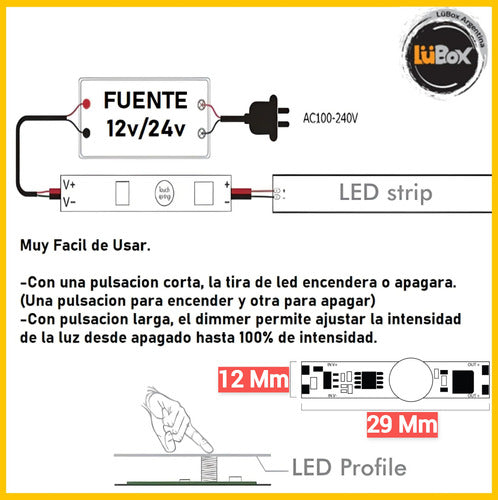 Touch Dimmer Sensor 12V to 24V On/Off for LED Profile 2