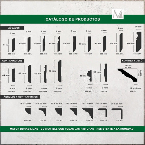 Maderart Zocalo Madera 9x69 Molduras Para Pisos Pack X 15mts 3