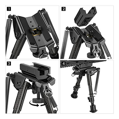 Bipode Cvlife Fibra De Carbono P/rifle - Adaptador Picatinny 5