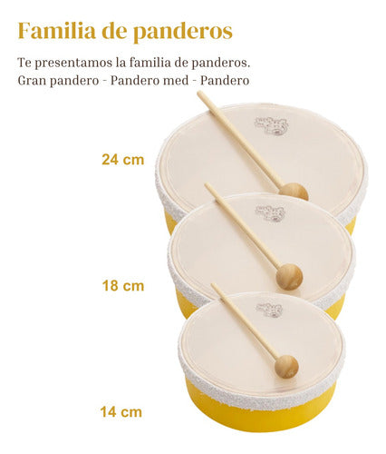 Instrumento Musical Niños Tambor Pandero Eco Percusión 14 Cm 1