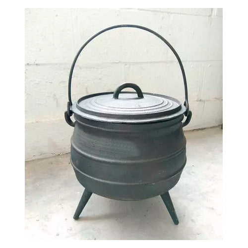 Cast Iron Three-Legged Cauldron Pot with Lid 10L - Cast Iron Fire Pit 4