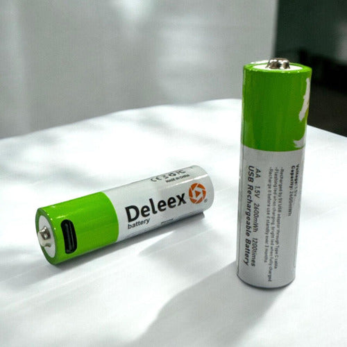 Deleex Rechargeable AA Batteries x 2 USB-C 2600mAh 7