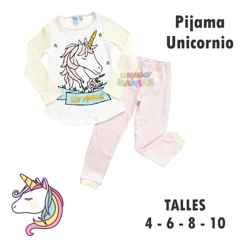 Girls' Long Sleeve Unicorn Pajama Set by Boneco Mundo Manias 1