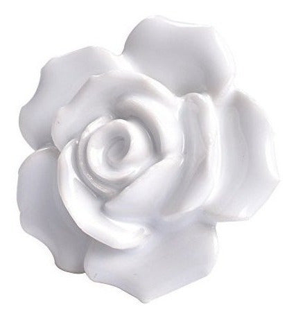 10 Tiradores Rosas Blancas De Ceramica 1