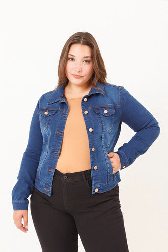 her Classic Stretch Denim Jacket Plus Size 0