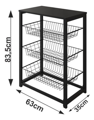 Fruteira Suporte De Microondas Preto Cesto Preto Tampo Preto 2