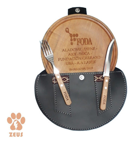 Set Asado Completo Personalizado Cubiertos Plato Algarrobo 4