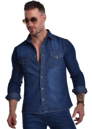 Joemar Camisa Jean Hombre Azul Y Celeste Excelente Calidad 0