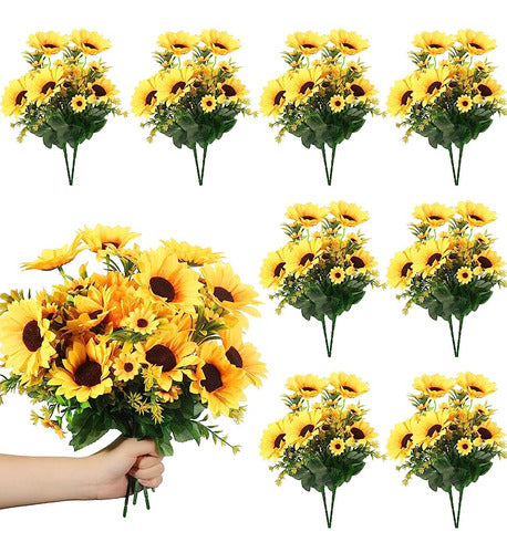 16 Packs Ramos De Girasol Artificiales Decoraciones De Giras 0