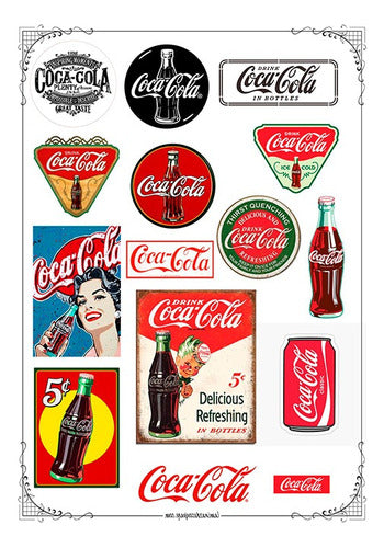Coca Cola #02! Vintage 21 X 29 Cm Transfer Sheet Wooden Frame 0