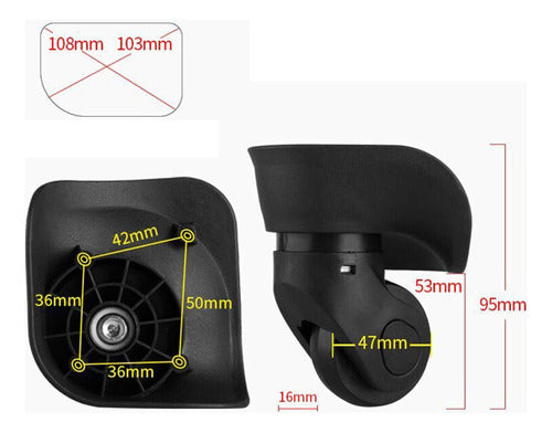 BQLZR Black Plastic Replacement Luggage Wheels 1