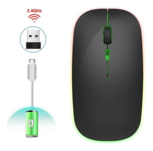 2.4 GHZ Wireless Mouse M40: Rechargeable Battery & LED Lights 1