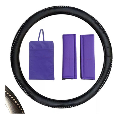 Fundas Mitre Sport Cubre Volante Brillos + Cinturones Violeta + Bolsita Multiuso 0