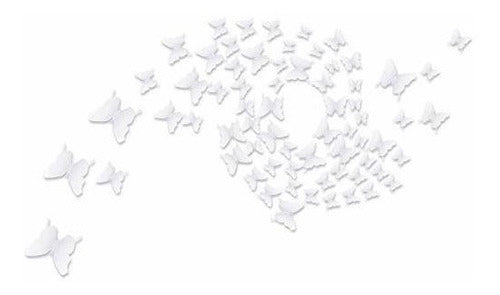 Bbto 3D Vinyl Butterflies for Wall Decoration - 48 White Units 1