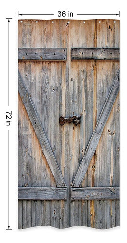 Riyidecor Rustic Barn Door Shower Curtain 1