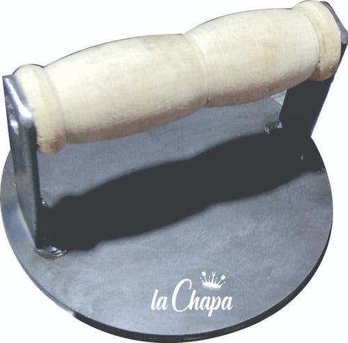 La Chapa Gourmet 12 cm Wooden Handle Smashed Burger Press 0