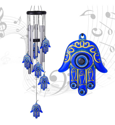 Xxschy Campanillas De Viento De Mano Hamsa De Ojo Azul 0