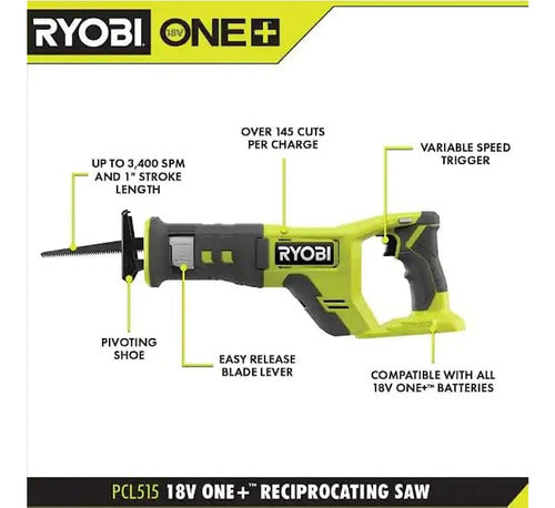 Sierra Alternativa Inalámbrica Ryobi One+ 18v (solo Herramie 1