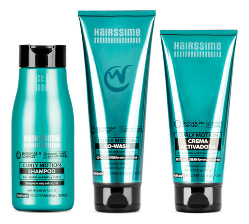 Kit Hairssime Curly Motion Shampoo + Co-wash + Activador 0