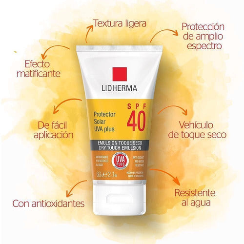 Protector Solar Uva Plus Spf 40 Toque Seco No Graso Lidherma 1