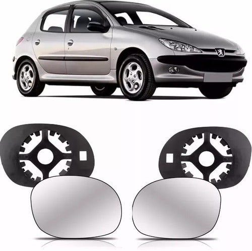 Mirror Glass with Base for Peugeot 206 1999-2001 Original F 2