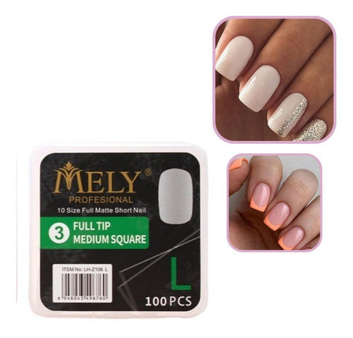 Mely Square Tips for Soft Gel and Press-On Nails Matte X100 Und 0