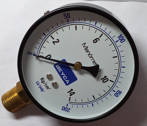 Beyca Manometer 100 mm 14 Kg/cm² Thread 1/2 1