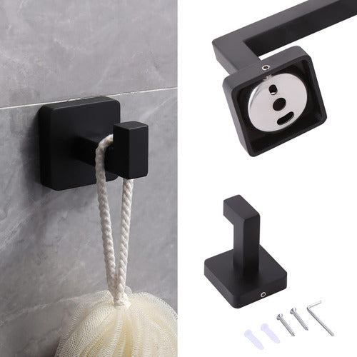 Ntipox Juego De 4 Piezas De Accesorios De Bao Negros Cuadrad 5