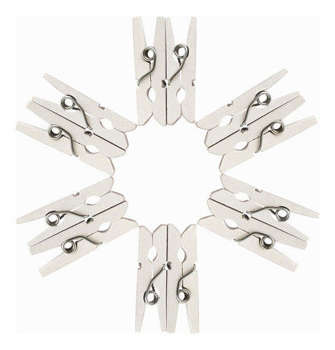 Mini White Wooden Extra Small 2.5cm Clothespins - Pack of 50 0