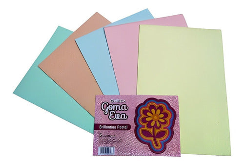 OMEGA Pastel Foam Sheet Pack - 5 Sheets with Glitter 0