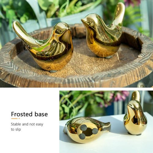 Gulu Gold Bird 2pcs - Small Animal Statues for Home Decoration 3