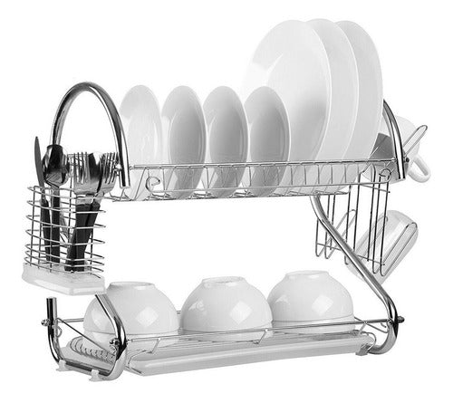 La Vidriera Regalos Two-Tier Chrome Dish Rack 0