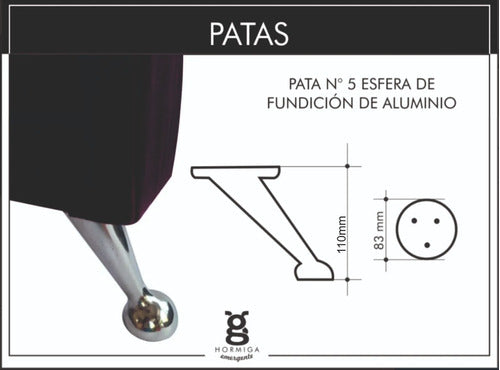 Hormiga 4 Aluminum Furniture Legs for Sofas N5 11cm 1