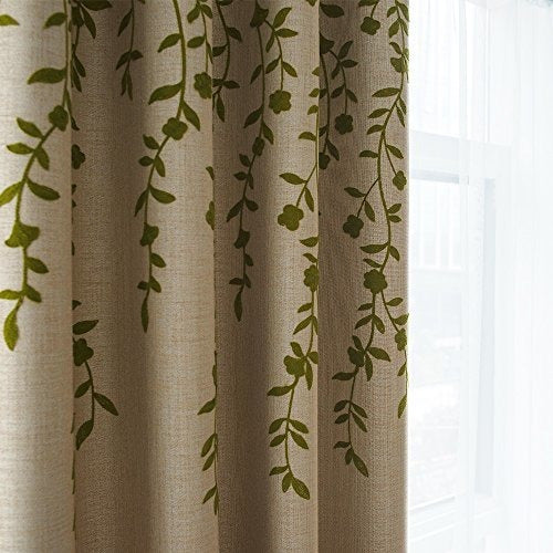 Melodieux Linen Blackout Curtains with Floral Embroidery 3