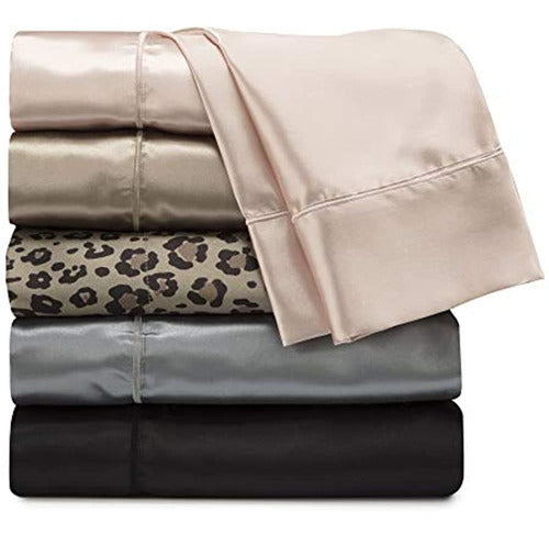 Seduction Satin Solid Queen Sheet Set, Rose Gold 0