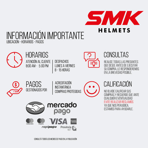 SMK Helmets Repuesto Tornillo Tapa Amarilla Lateral Casco Smk El Dorado 1